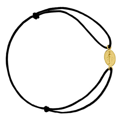 Bracelet Cordon Médaille Vierge Miraculeuse, Or Jaune 750 - Augis