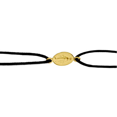 Bracelet Cordon Médaille Vierge Miraculeuse, Or Jaune 750 - Augis