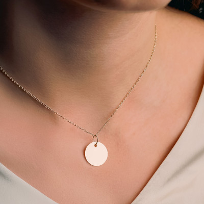 Pendentif rond à graver, Or jaune, 15mm - Emanessence