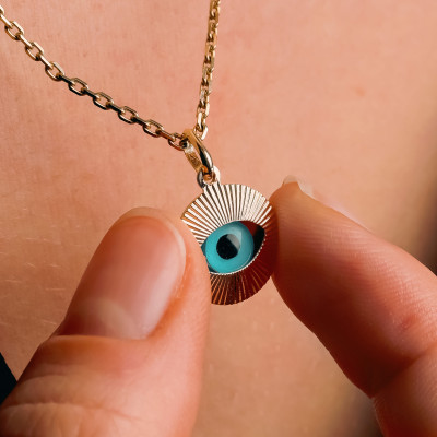 Pendentif oeil porte bonheur, Or jaune, 13mm - Emanessence