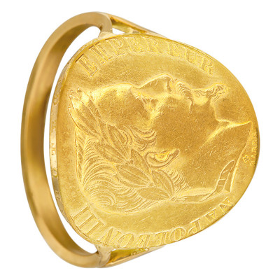 Chevalière pièce Réplique 10F Napoléon III, Or jaune 750 - Imperium