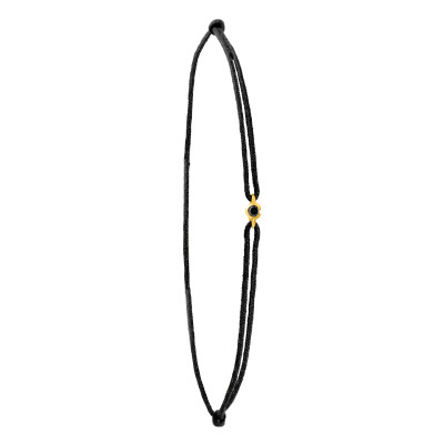Bracelet Cordon Noir Diamant Noir, Or Jaune 750 - Aurora