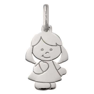 Pendentif Petite Fille, 10x13mm, Or blanc 750 - Argyor