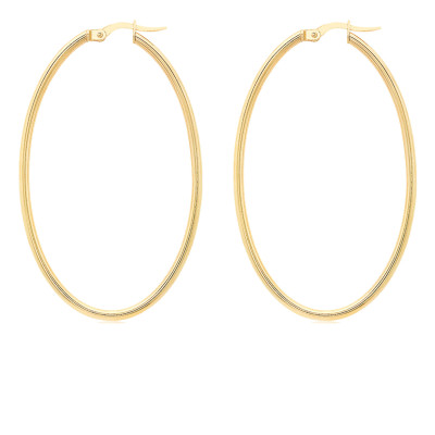 Boucles d'oreilles Créoles Ovales Fines, Or jaune 375 - Emanessence