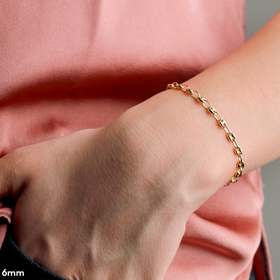 Bracelet Grain de Café Massif, Or jaune 750, 17 cm - Manillon