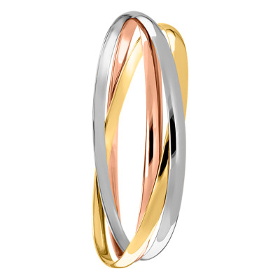 Bracelet Demi Joncs Plats 60 mm Entrelacés Massif, 3 Ors 750 - Emanessence