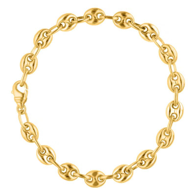 Bracelet Grain de Café Massif, Or jaune 750, 22 cm - Manillon