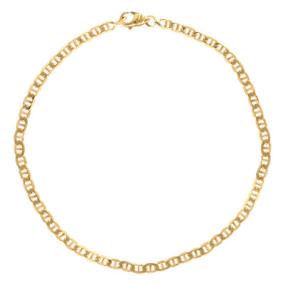 Bracelet Maille Marine Plate Massive Or jaune 750, 19 cm - Manillon