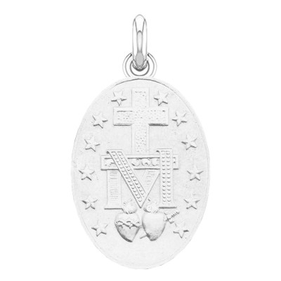 Médaille Vierge Miraculeuse, Argent massif rhodié - Becker