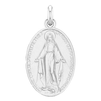Médaille Vierge Miraculeuse, Argent massif rhodié - Becker