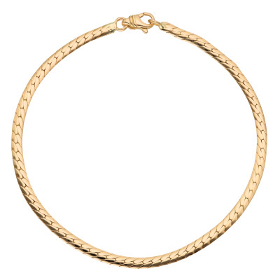 Bracelet Maille Anglaise Creuse, Or jaune 750, 19 cm - Manillon