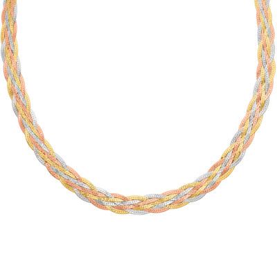 Collier Tressé 3 Ors 375, 5,60 mm, 43 cm - Emanessence