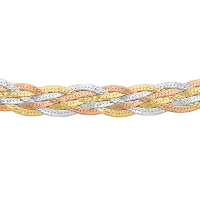 Collier Tressé 3 Ors 375, 5,60 mm, 43 cm - Emanessence