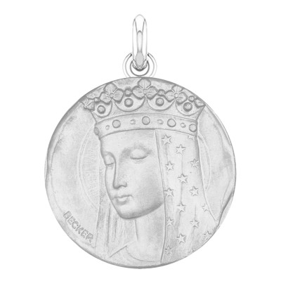 Médaille Vierge aux étoiles, Argent massif rhodié, 15 à 22mm - Becker