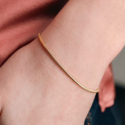 Bracelet Maille Serpentine, Or jaune 750, 19 cm - Manillon