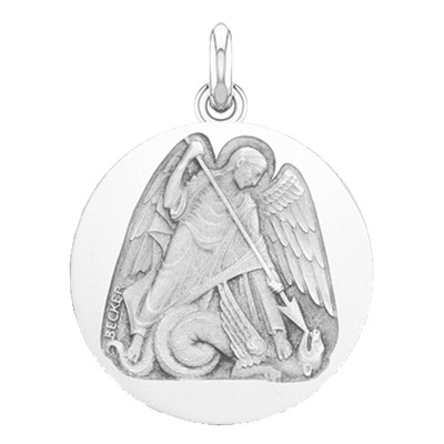 Médaille Saint Michel, Or Blanc 750, 15 à 20 mm - Becker