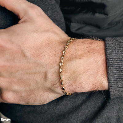 Bracelet Grain de Café Creux, Or jaune 750, 20 cm - Manillon