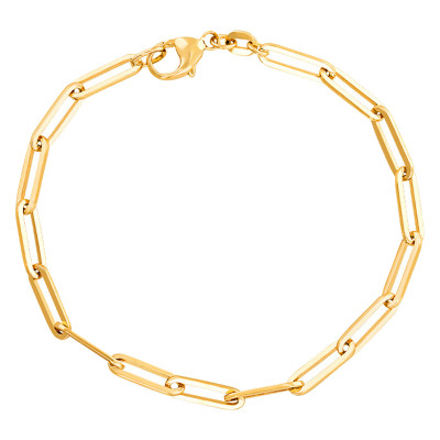 Bracelet chaine maille rectangle, Or jaune 750, 18 cm & 3,1 mm - Manillon