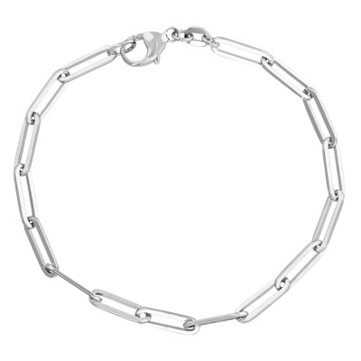 Bracelet Chaîne Maille Rectangle, 18cm, Argent 925 - Manillon