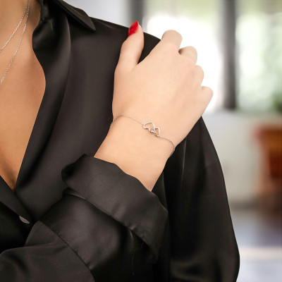 Bracelet Coeurs Entrelacés, Argent - Naïades