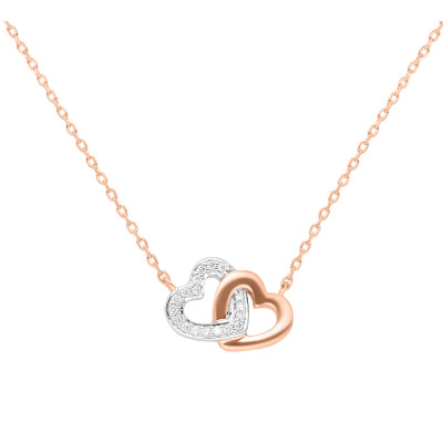 Collier Coeurs Enlacés, 2 Ors 375 & Diamants 0,05 ct - Aurora