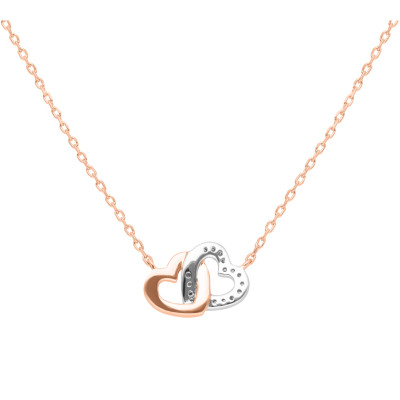 Collier Coeurs Enlacés, 2 Ors 375 & Diamants 0,05 ct - Aurora