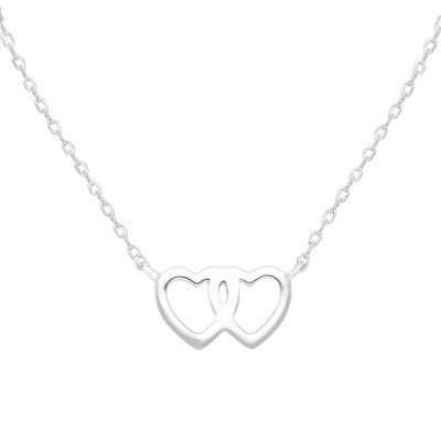 Collier Coeurs Enlacés, Or Blanc 375 & Diamants 0,06 ct - Aurora