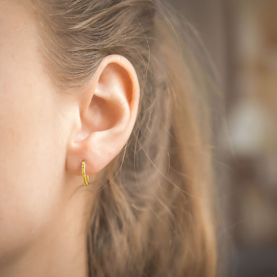 Boucles d'oreilles Créoles, Or jaune & Citrine - Aurora