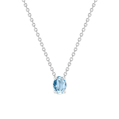 Collier Aigue Marine, Or Blanc - Aurora