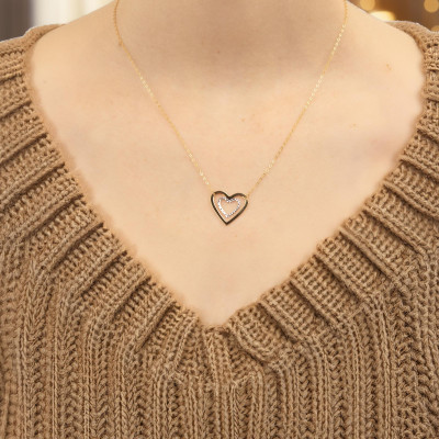Collier Double Coeur 2 Ors 375, 42 cm - Emanessence
