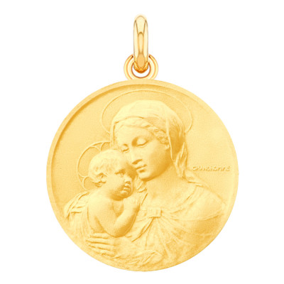 Médaille Vierge de Botticelli, Or Jaune 750, 18 & 20mm - Becker