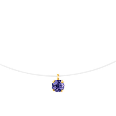 Collier fil nylon serti griffe, Tanzanite et Or jaune - Aurora