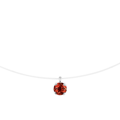 Collier fil nylon serti griffe, Grenat et Or blanc 375 - Aurora