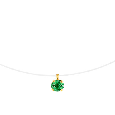 Collier fil nylon serti griffe, Diopside et Or jaune 375 - Aurora