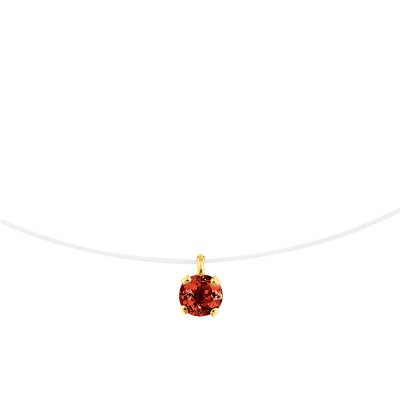 Collier fil nylon serti griffe, Grenat et Or jaune 375 - Rosatella