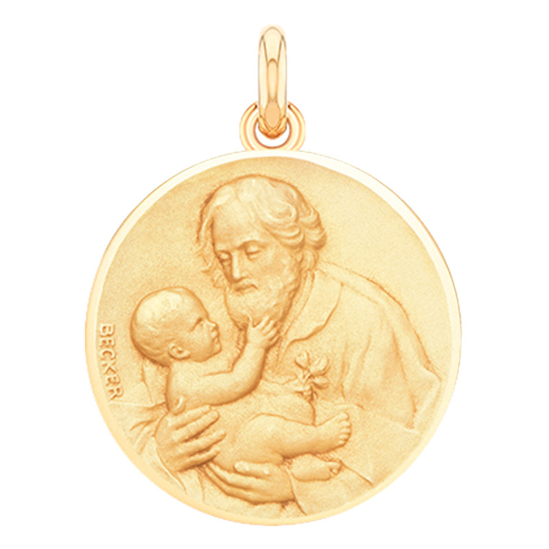 Médaille Saint Joseph, Or Jaune 750, 15 mm à 20 mm - Becker
