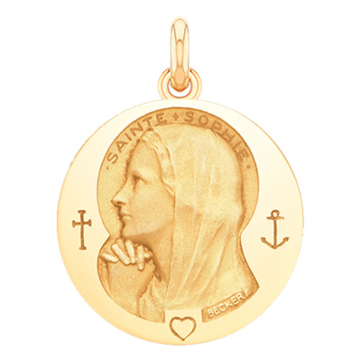 Médaille Sainte Sophie, Or Jaune 750, 15 à 20 mm - Becker