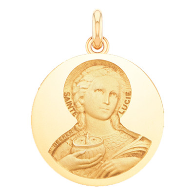 Médaille Sainte Lucie, Or Jaune 750, 15 à 20 mm - Becker