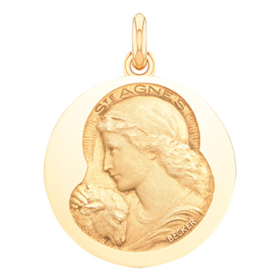Médaille Sainte Agnès, Or Jaune 750, 15 à 20 mm - Becker