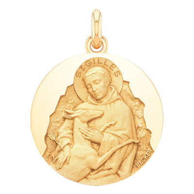 Médaille Saint Gilles, Or Jaune 750, 15 à 20 mm - Becker