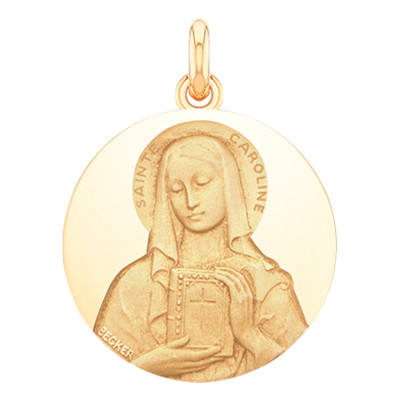 Médaille Sainte Caroline, Or Jaune 750, 15 à 20 mm - Becker