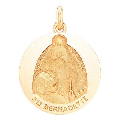 Médaille Sainte Bernadette Extase, Or Jaune 750, 15 à 20 mm - Becker