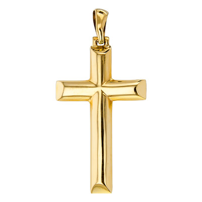 Croix Bombée Biseautée Creuse, Or jaune 375 - Vandona
