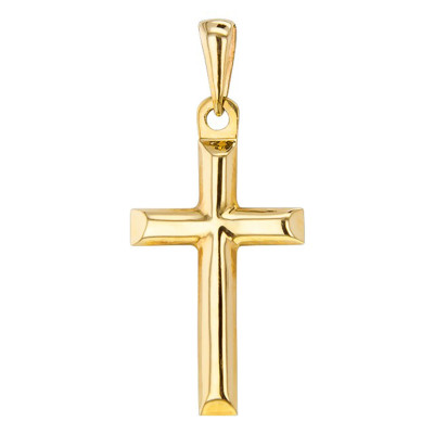 Croix Bombée Biseautée Creuse, Or jaune 375 - Vandona