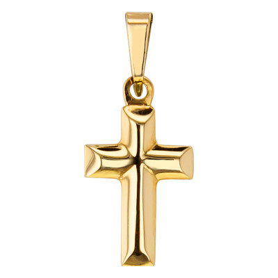 Croix Semi Bombée Creuse, Or jaune 375 - Vandona