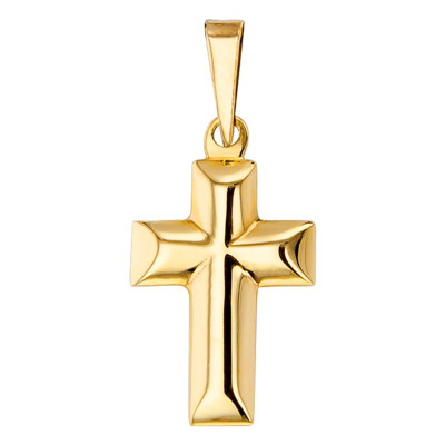 Croix Semi Bombée Creuse, Or jaune 375 - Vandona