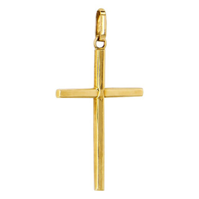 Croix Lisse Fil Carré, Or jaune 375 - Vandona