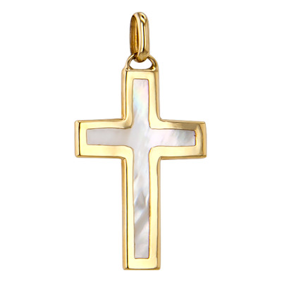 Croix Nacrée, Or Jaune 750 - Vandona
