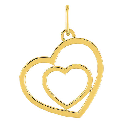 Pendentif Double Coeur, Or jaune 750 - Emanessence