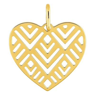 Pendentif Coeur Chevron, Or jaune 750 - Emanessence